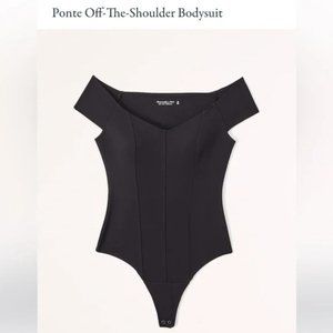 Ponte Off-The-Shoulder Bodysuit Black A&F